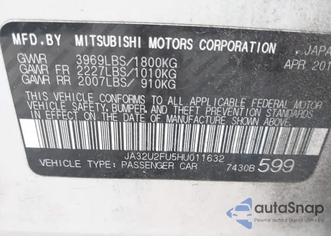 2017 Mitsubishi Lancer Le из США, поврежденный, VIN JA32U2FU5HU011632